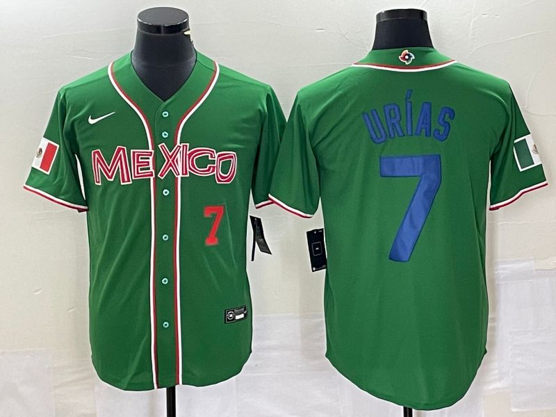 Men 2023 World Cub Mexico #7 Urias Green blue Nike MLB Jersey7